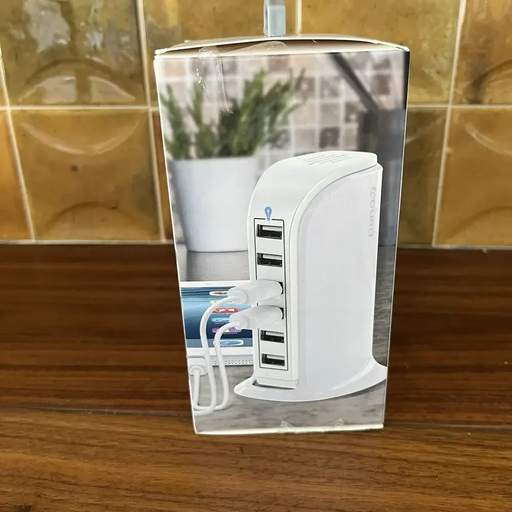 Aduro Power Tower 6-Port USB Desktop Charging Station NIB